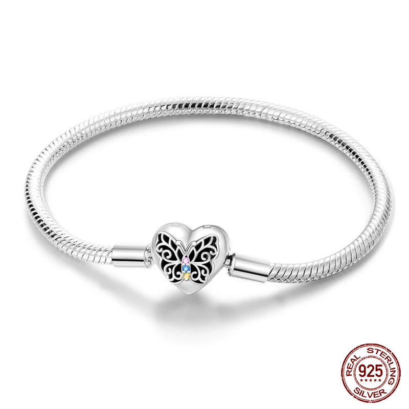 Bracelet Silver 925 Original Star Moon Sun Four Leaf Clover Green Zircon Bracelets Jewellery.
