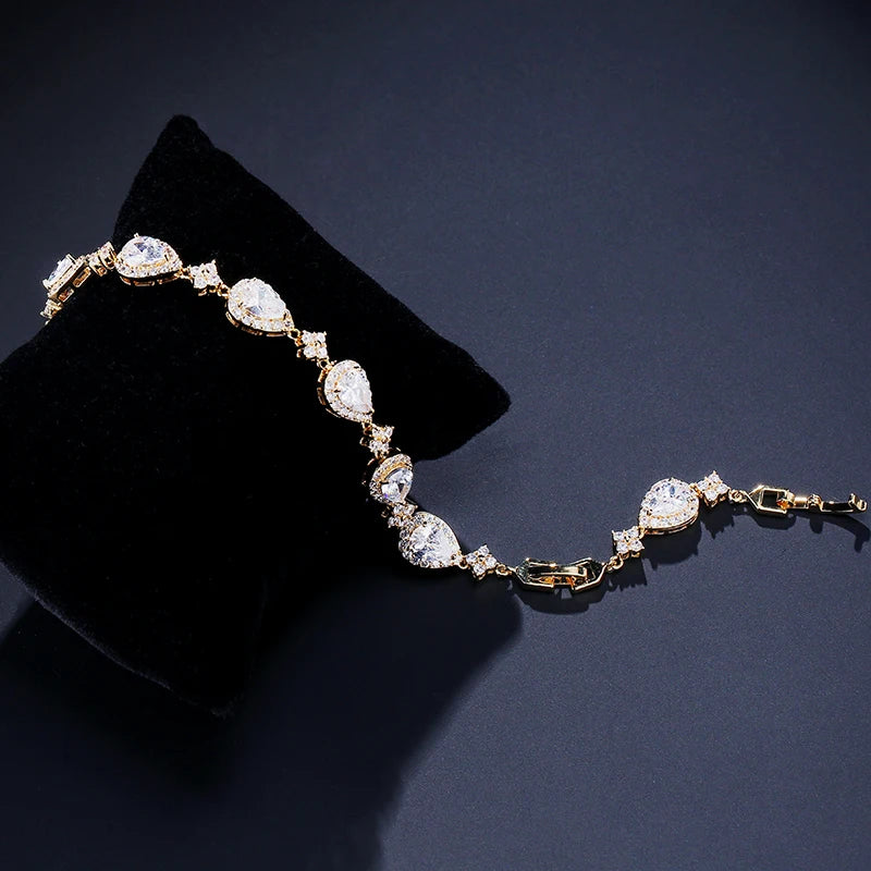 Classic Geometric Water Drop CZ Bracelet Gorgeous Zircon Jewellery.