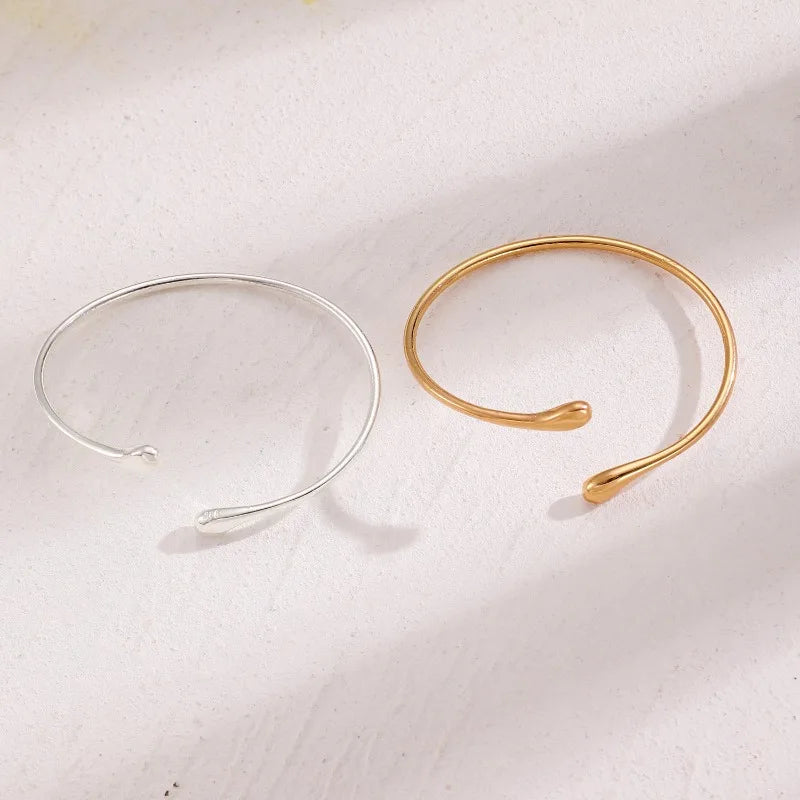 Stainless Steel Geometric Water Drop Shape Bangles Vintage  Upper Arm Bracelet Adjustable.