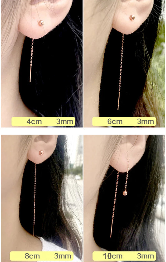 Au750 Fine Jewelry Pure 18K Yellow Gold Earrings 100% Genuine 18 Karat Smooth Beads.