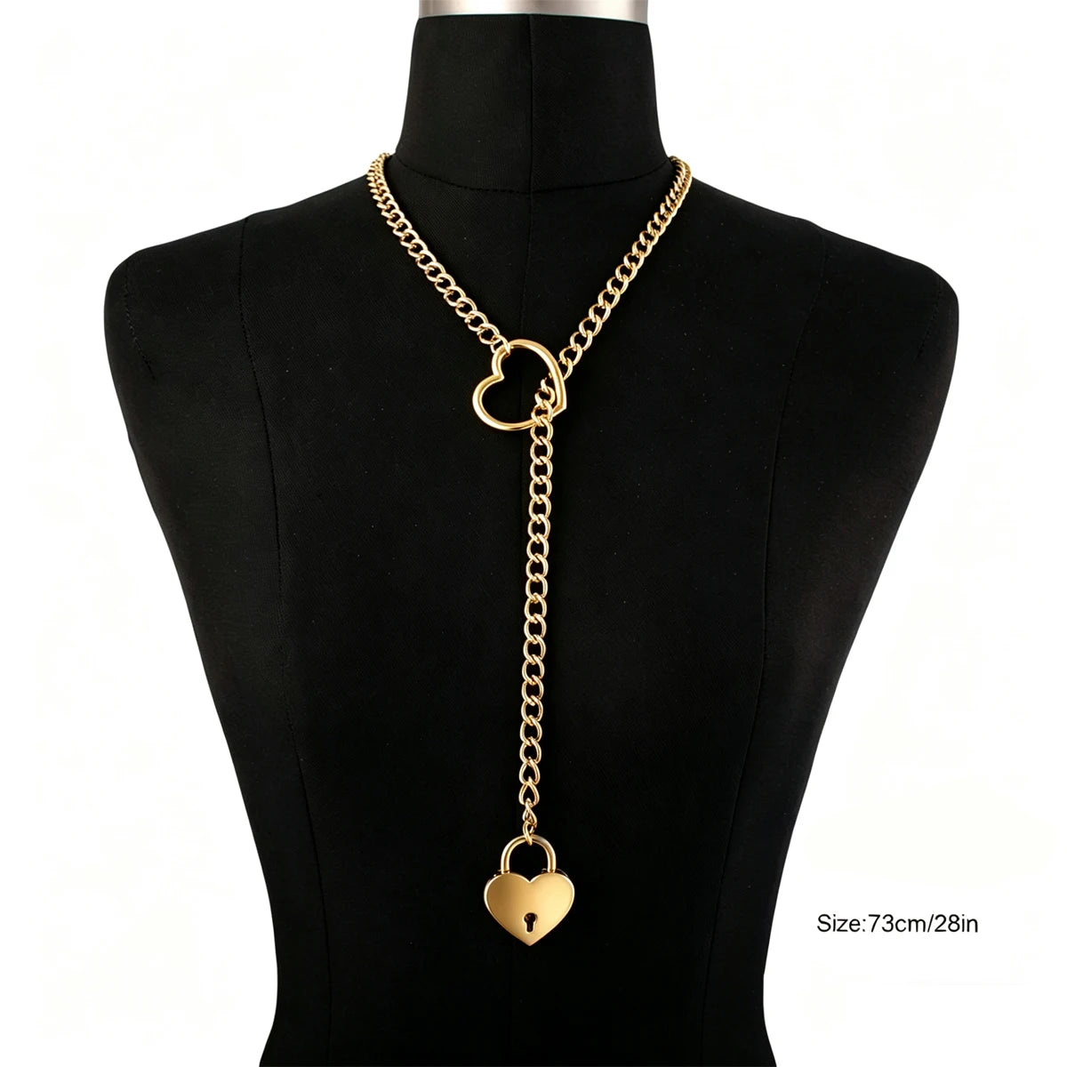 Heart Lock Slip Chain Necklace Love Chains Padlock Necklace.