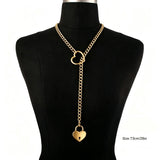 Heart Lock Slip Chain Necklace Love Chains Padlock Necklace.