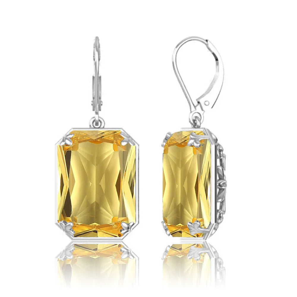 925 Sterling Sliver Earrings Vintage Ruby Gemstone  Lever Back Drop Earring Handmade Jewellery Designers.