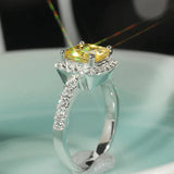 Elegant Yellow Cubic Zirconia Women Rings Luxury Lady's New Accessories Bright Jewellery.
