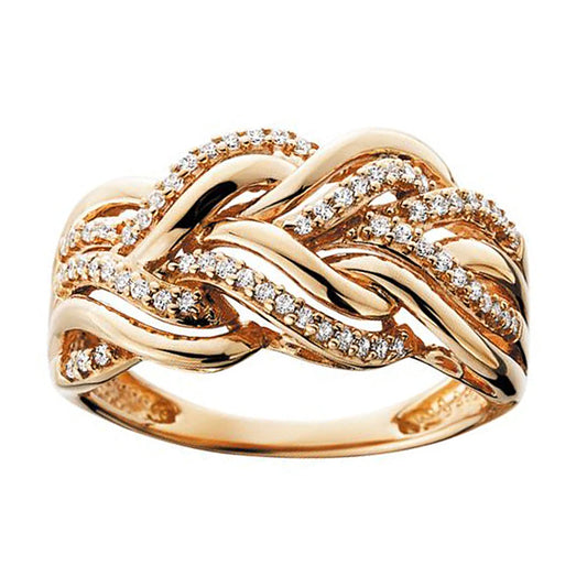 Gold Color Rings for Women Twist Design Luxury Inlaid Shiny CZ Fashion Luxury Jewellery Bulk.