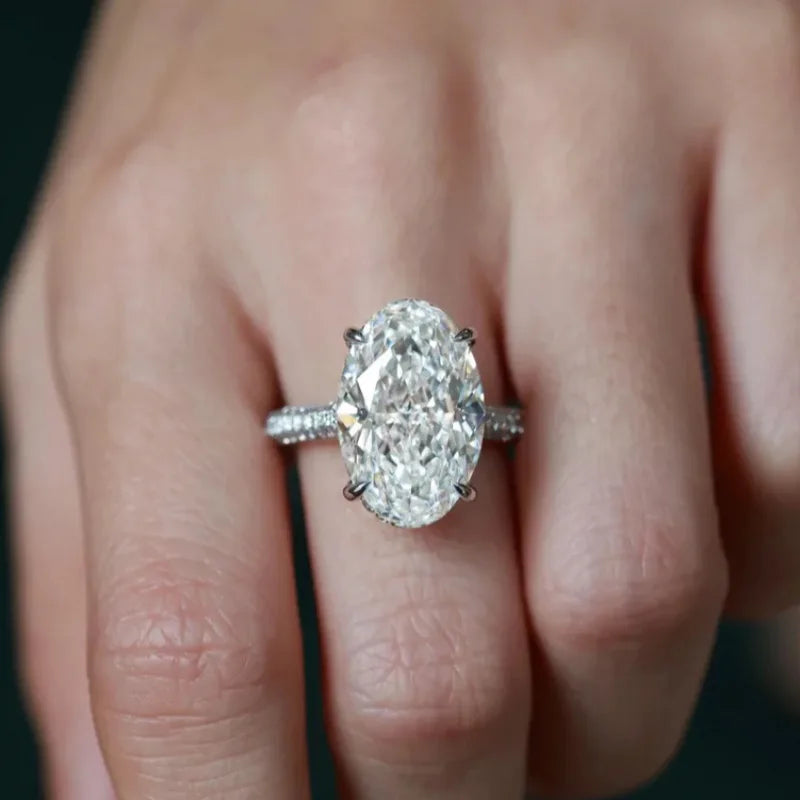 8CT Oval Cut All Moissanite Ring S925 Silver Sparkling Lab Diamond Moissanite Fine Jewellery
