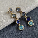 Fashion Jewellery Full Zircon Inlaid Colorful Glass Geometric Stud Earrings Elegant Accessory.