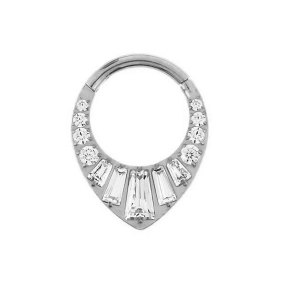 Water Drop Septum Piercing Nose Ring Clicker Cubic Zirconia Cartilage Dailly Earrings.