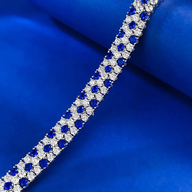 Charm Sapphire Moissanite Bangle Bracelet 100% Real 925 Sterling silver.