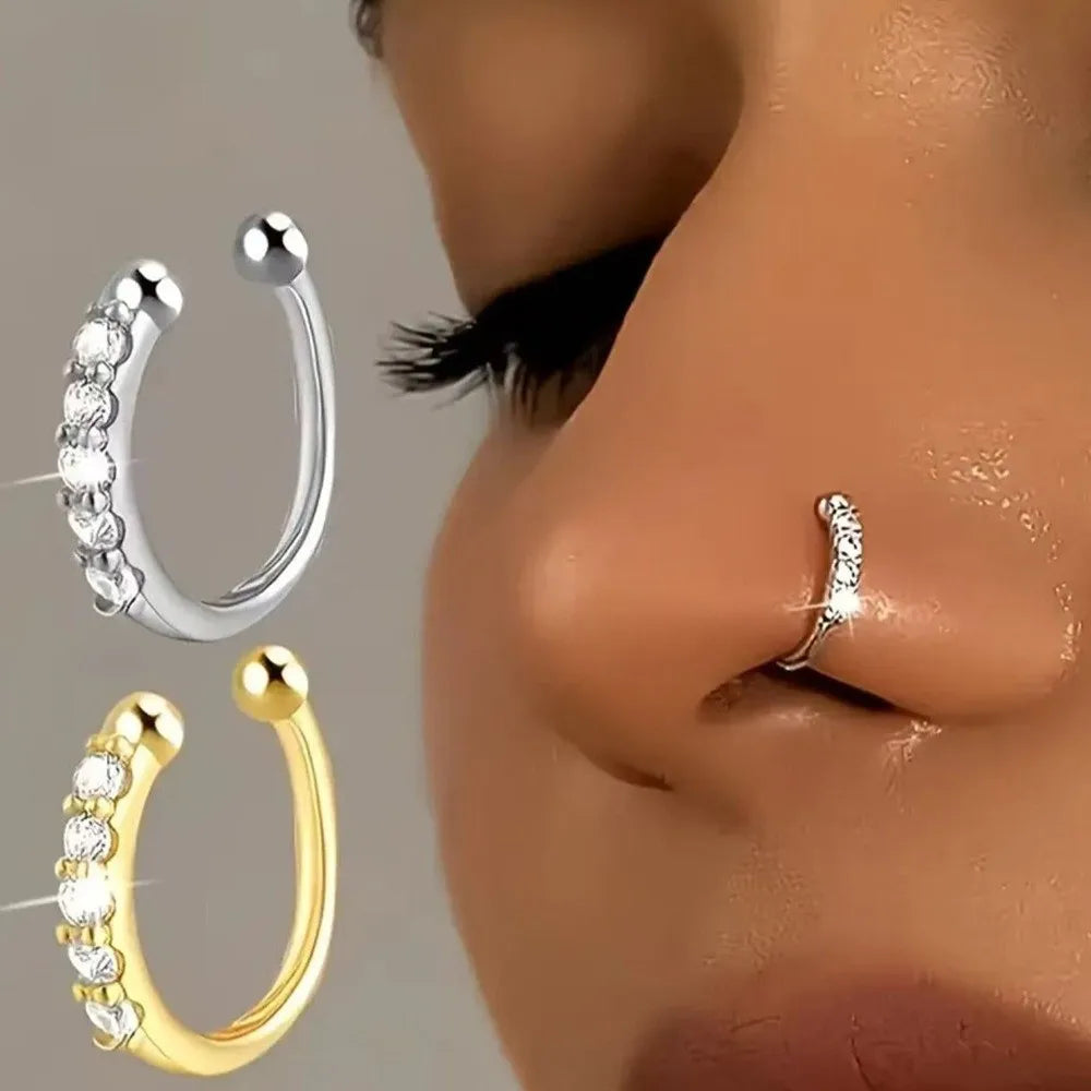 Hypoallergenic Fake Nose Rings Adjustable False Nose Rings.