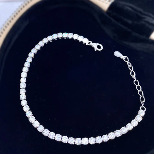 DW Real Moissanite Diamond Tennis Bracelet for Women 925 Sterling Silver Plated White Gold Eternity Wedding Luxury Fine Jewelr