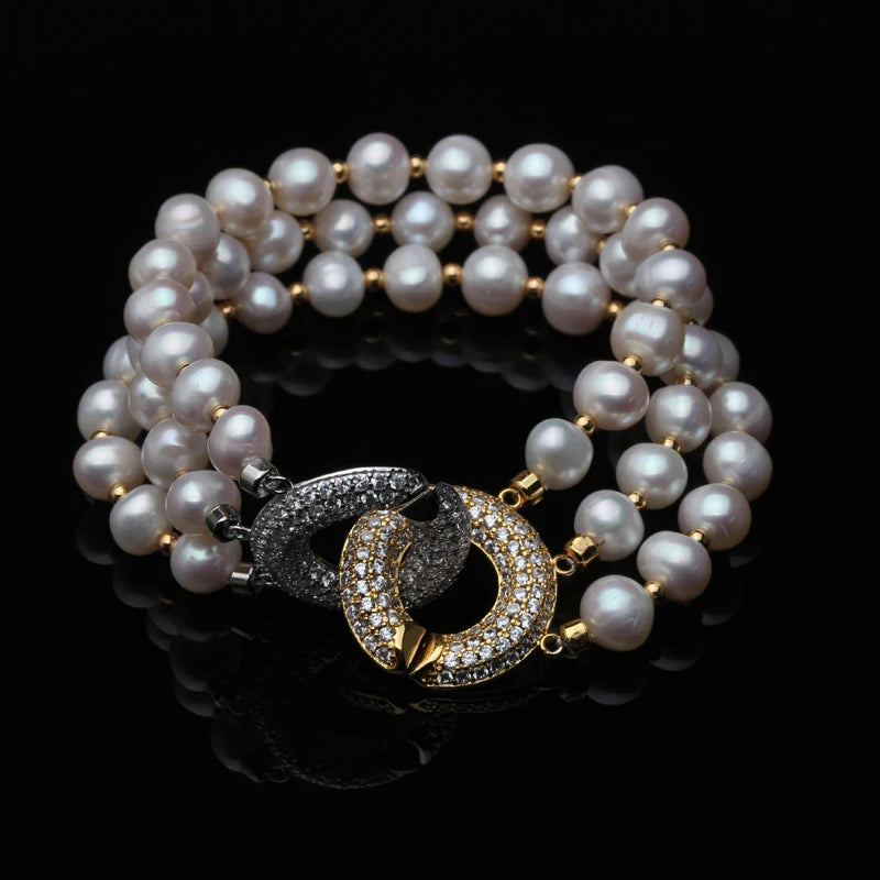 Wedding Freshwater Pearl Bracelet, Real Natural Pearl Bracelets.