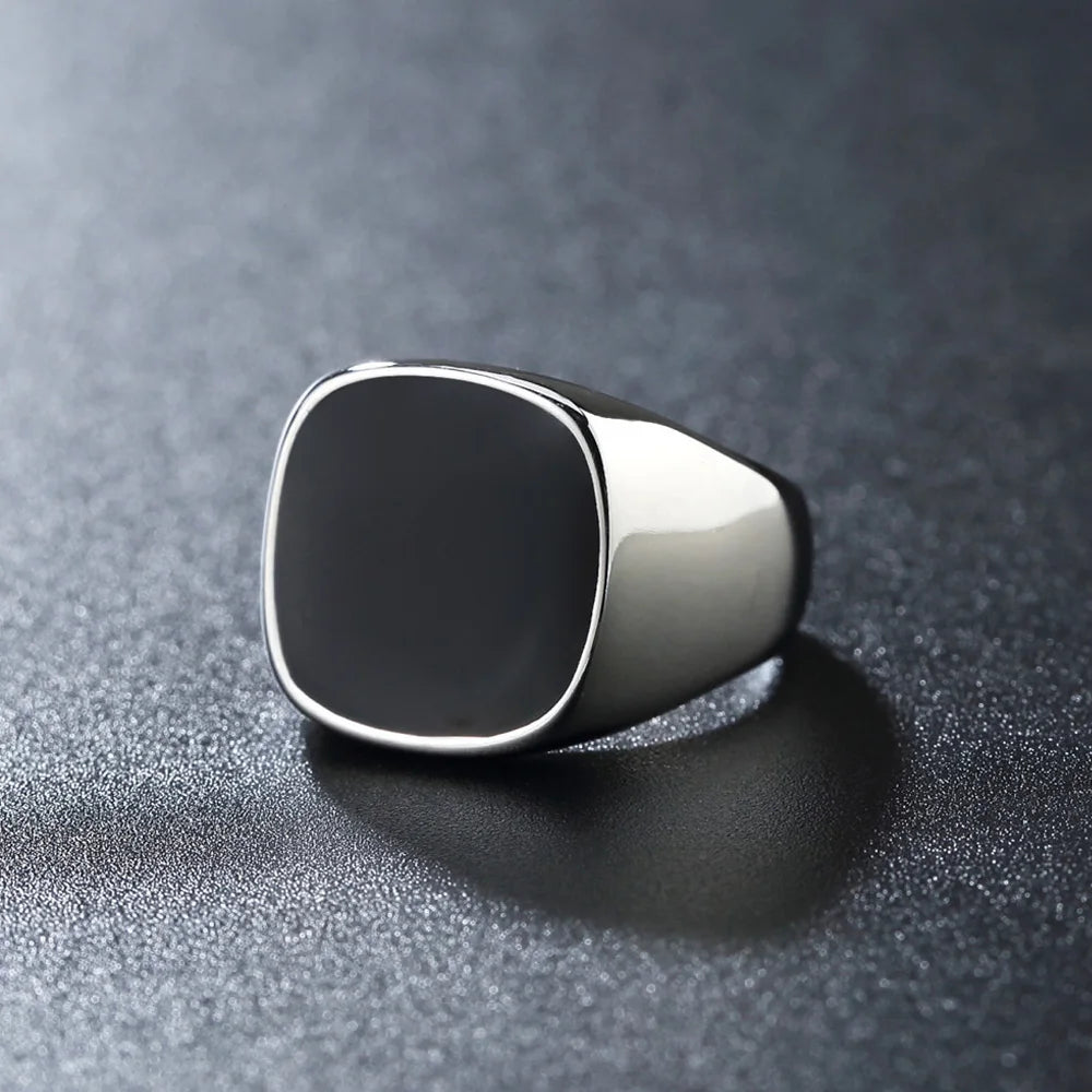 316L Stainless Steel Simple Rings For Men Square Band Flat Ring Charm Jewellery