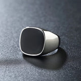 316L Stainless Steel Simple Rings For Men Square Band Flat Ring Charm Jewellery
