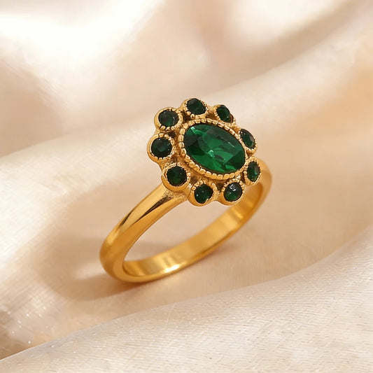 Stainless Steel Rings 18k gold plating Cubic Zirconia Pearl Luxury Ring.