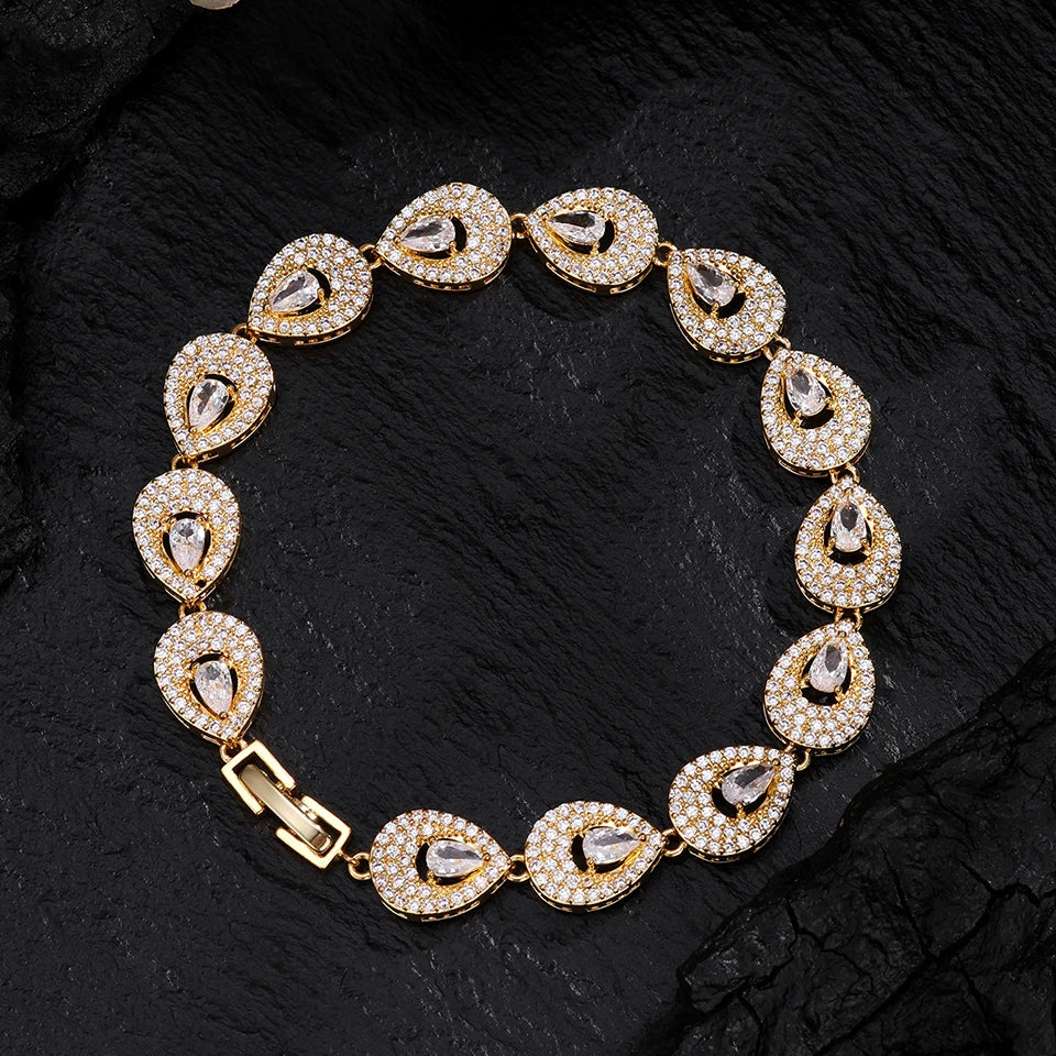 Classic Geometric Water Drop CZ Bracelet Gorgeous Zircon Jewellery.