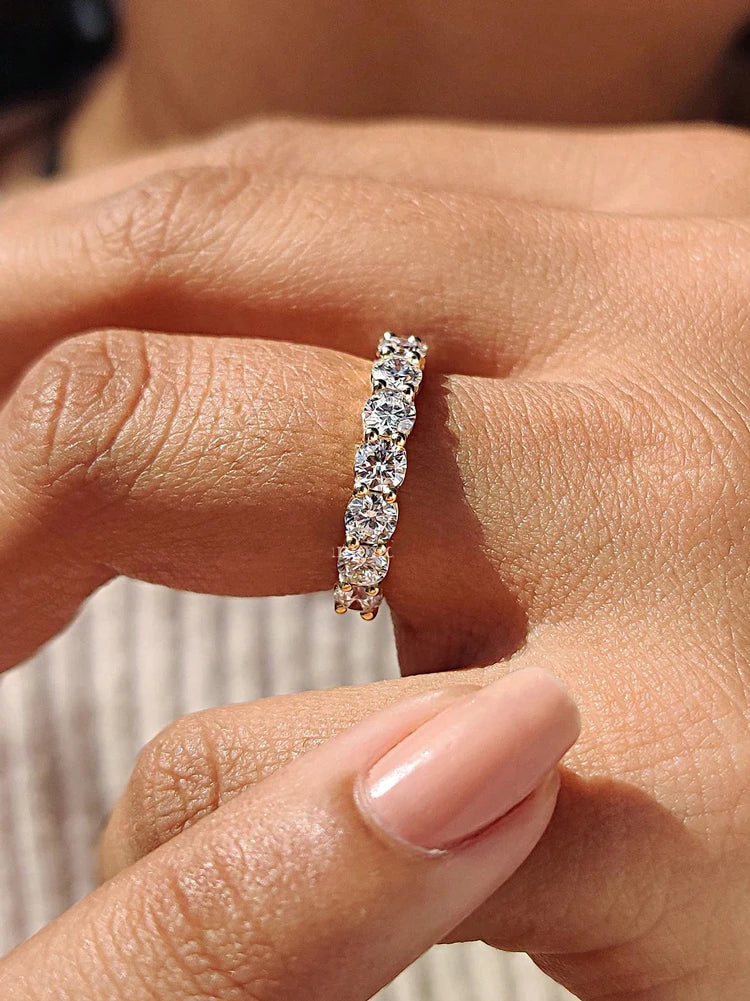 Sterling Silver Round Zircon Shiny Gorgeous Rings