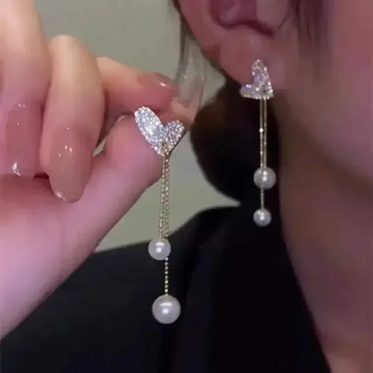 Long Wavy Fringe Hanging Earrings High-End Jewelry.