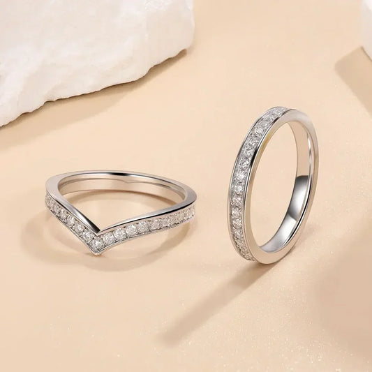 1.5mm Full Moissanite Rings S925 Sterling Silver D Color Channel Set Lab Diamond Fine Jewellery.