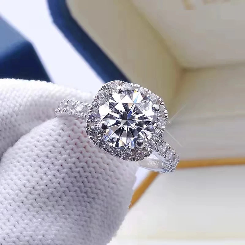 Moissanite Diamond Square Ring D Color 1CT 2CT Real 925 Sterling Silver Fine Jewellery RI018.
