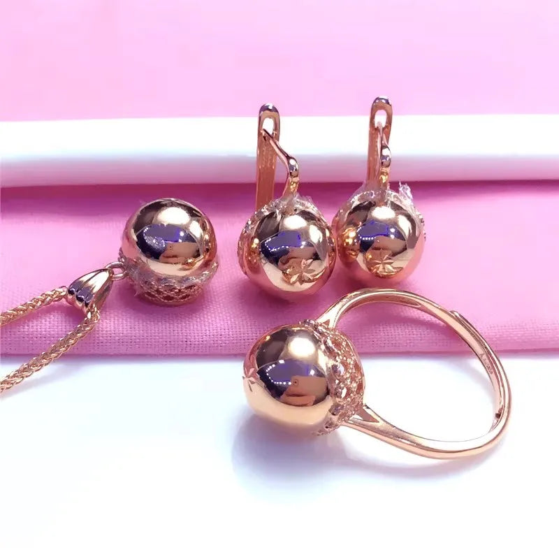Purple Gold glossy Round sets Exquisite Light Luxury Plating 14k Rose Gold set.