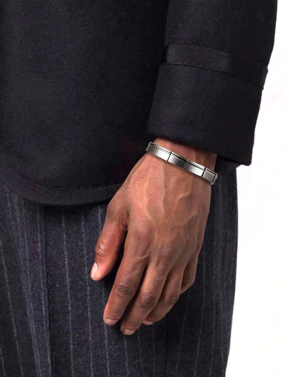 KULUZE Men's Jewelry Titanium Metal Stylish Link Bracelet/Solid titanium Adjustable Bracelets Designed for Men