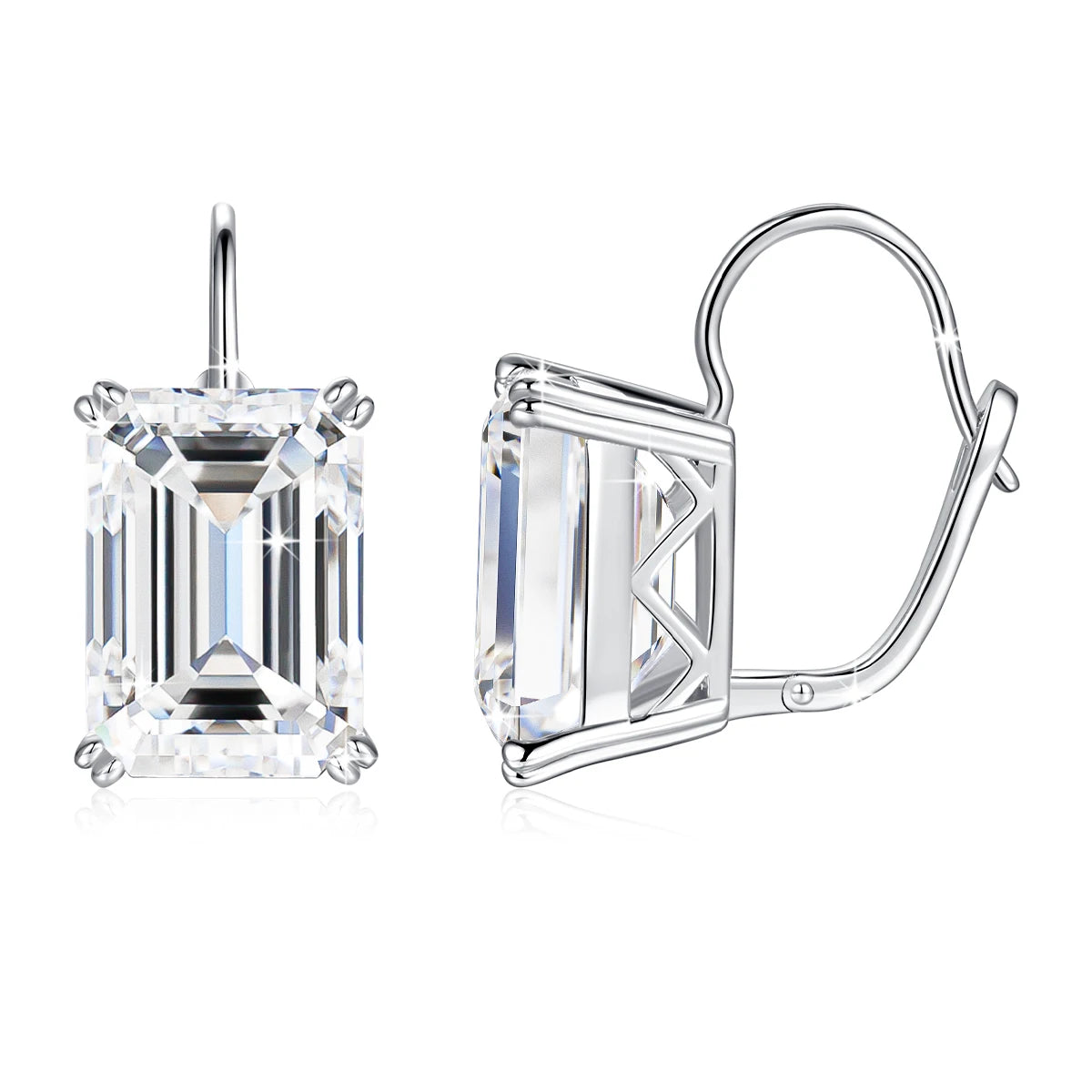 925 Sterling Silver 10*14mm Emerald Moissanite Clip Earrings perfect Jewelry gift.