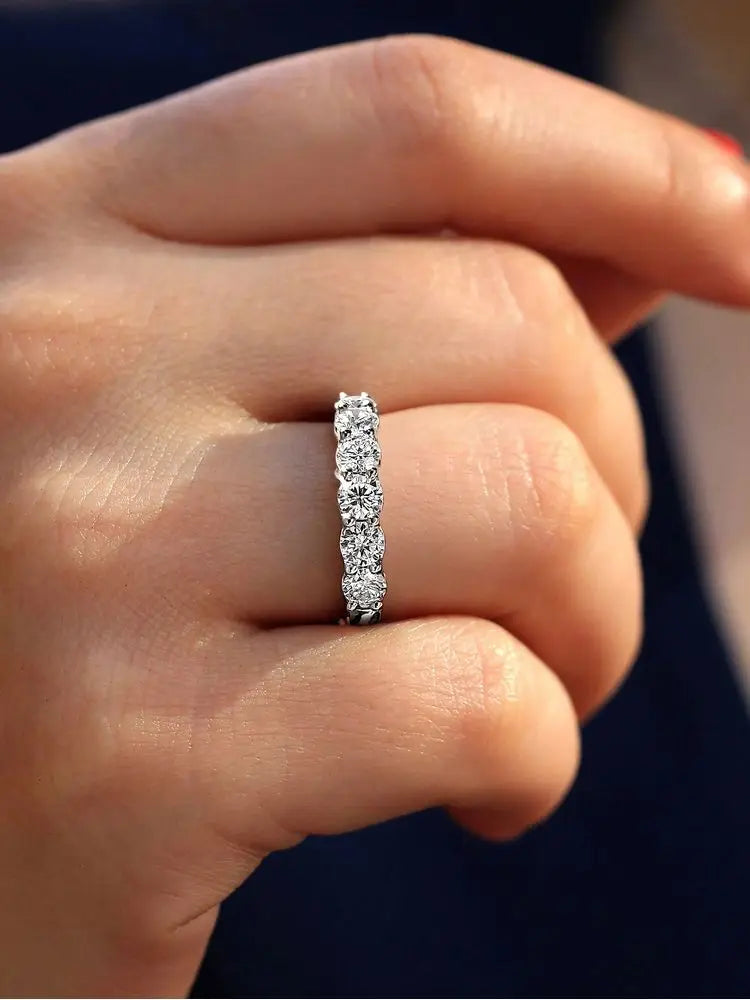 Sterling Silver Round Zircon Shiny Gorgeous Rings