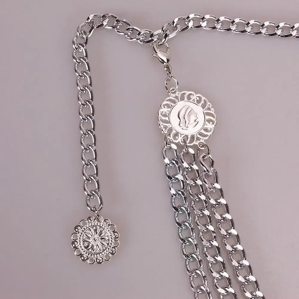 Antique Ethnic Style Waist Chain Adjustable Metal Chain Belt .