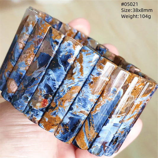 Natural Blue Pietersite Rectangle Beads Bracelet 17x10mm Stretch Gemstone Yellow Fire Pietersite From Namibia AAAAAA