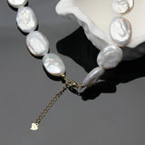 100% Natural Freshwater Bright White Irregular Square Pearl Necklace S925 Pure Silver.