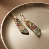 Natural Stone Earrings Bohemian, Emperor Stone Geometric Pendant Earring Luxury Jewellery.