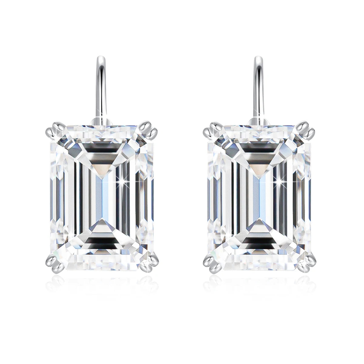 925 Sterling Silver 10*14mm Emerald Moissanite Clip Earrings perfect Jewelry gift.
