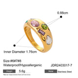 18k gold plating Cubic Zirconia Diamonds Stainless Steel Ring Waterproof jewellery.