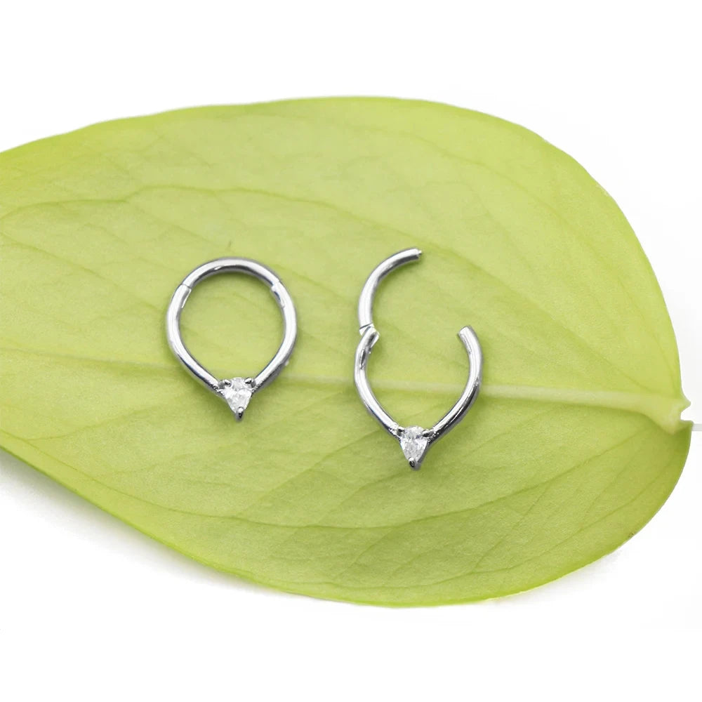 Water Drop Septum Piercing Nose Ring Clicker Cubic Zirconia Cartilage Dailly Earrings.