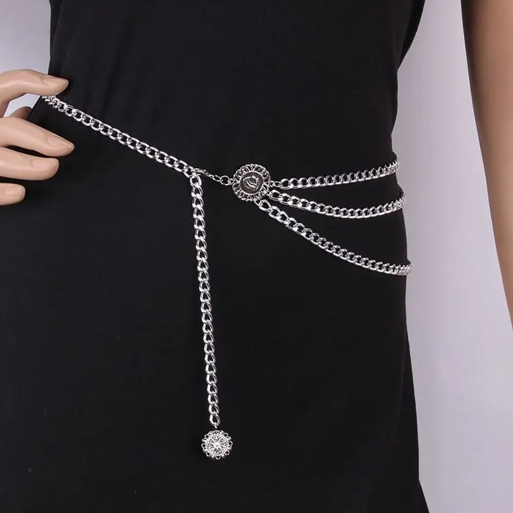 Antique Ethnic Style Waist Chain Adjustable Metal Chain Belt .
