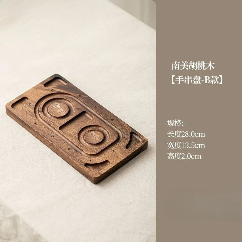 Walnut Wood Display Stand Bracelet Necklace Holder Tray Photography Props Jewelry Organizer for Retail Show Exhibition