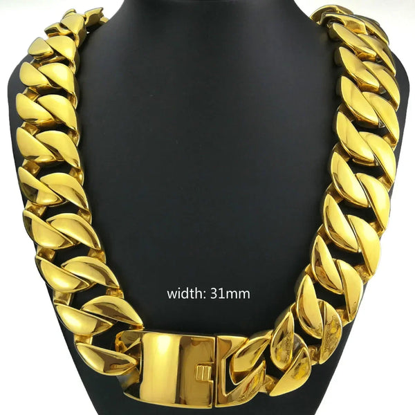 316L Stainless Steel All Polished 31mm Width Very Heavy  Necklace.