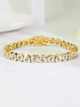 14K Gold Trendy Heart 4mm Lab Diamond Bangle Bracelet Jewellery Gift.
