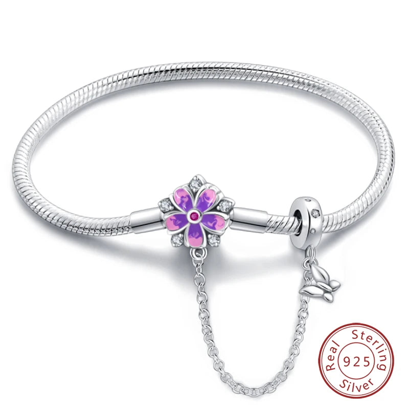 Bracelet Silver 925 Original Star Moon Sun Four Leaf Clover Green Zircon Bracelets Jewellery.