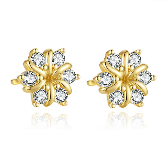 Luxury 100% Real 18k Gold Women's Sunflower Earrings Moissanite Diamond Earrings.