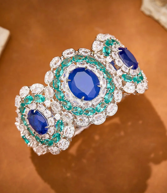 Luxury Pure 925 Bracelet Sterling Silver Jewelry Big Gem Design Diamond.