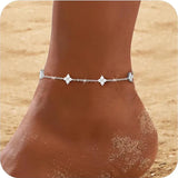 925 Sterling Silver Clover Design Ankle Bracelet Dainty Charm Chain Anklet Adjustable Flower Foot Jewellery.