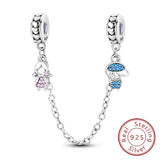 Safety Chain Fit Original 925 Sterling Silver Beads Moon Star Butterfly Heart shaped Jewellery Gift.