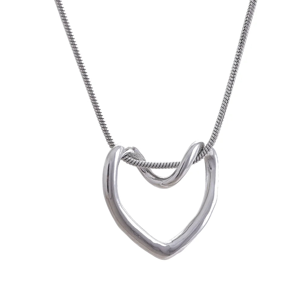 Yhpup Minimalist Golden Stainless Steel Heart Hollow Pendant Necklace for Women Rust Proof Stylish Charm Jewelry Bijoux Femme