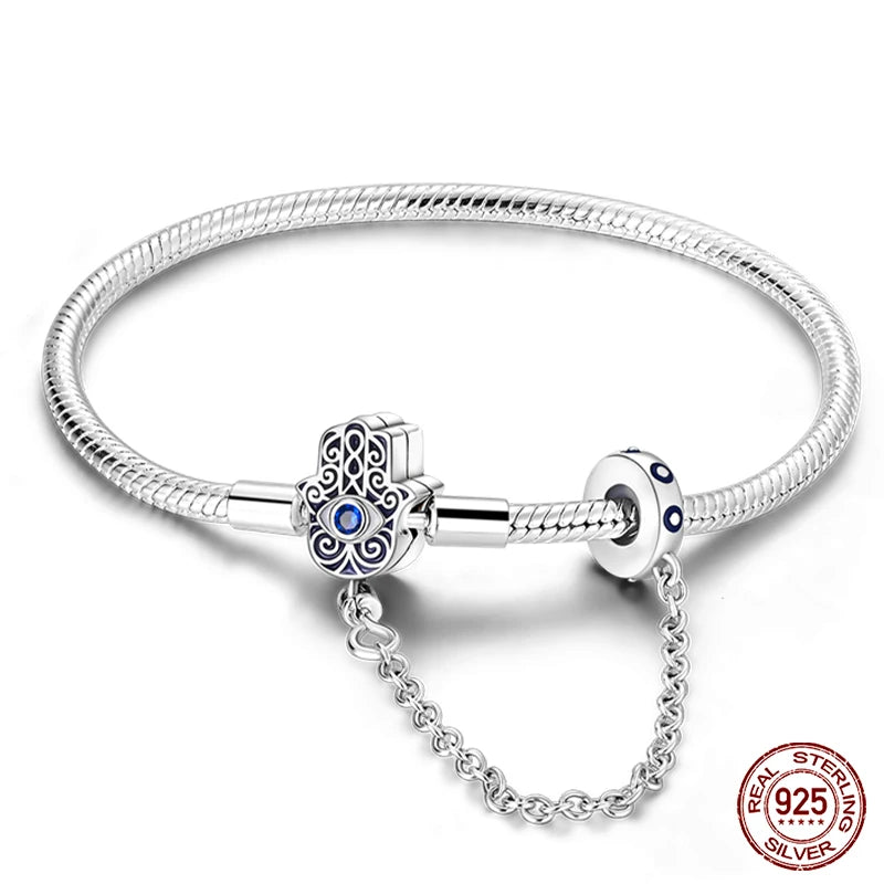 Bracelet Silver 925 Original Star Moon Sun Four Leaf Clover Green Zircon Bracelets Jewellery.