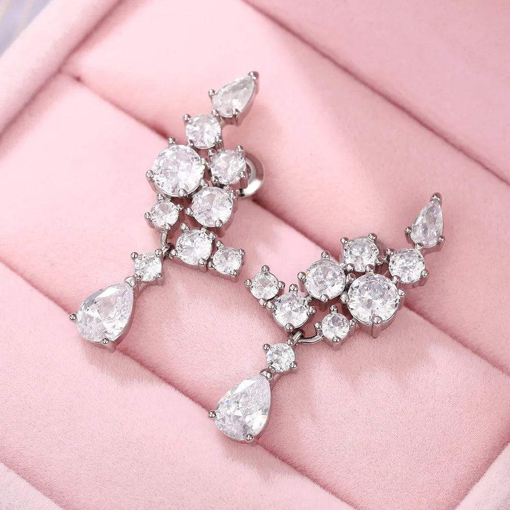 Graceful Luxury Pendant Earrings, Fashion Accessories with Dazzling Zirconia  Jewellery.