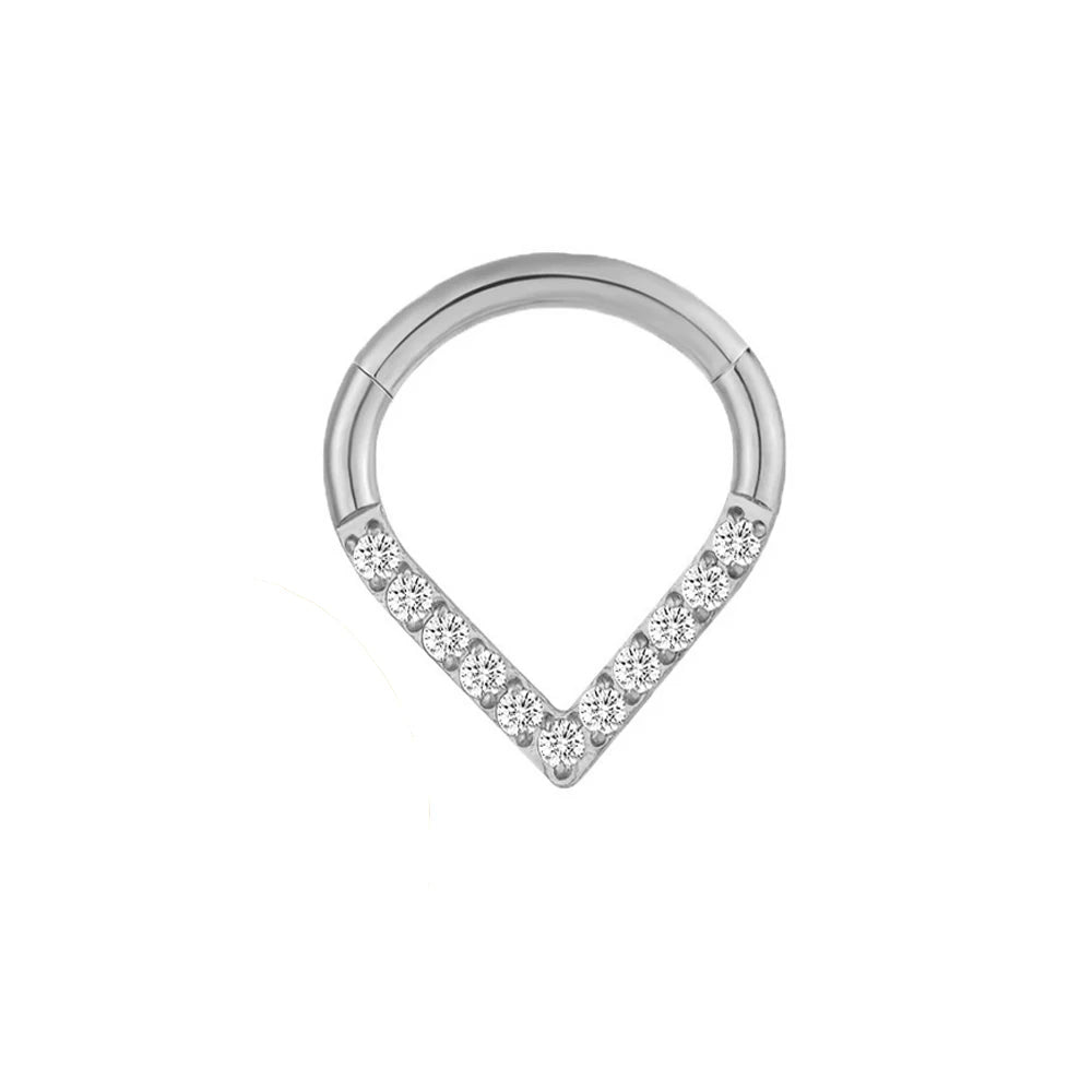 Water Drop Septum Piercing Nose Ring Clicker Cubic Zirconia Cartilage Dailly Earrings.