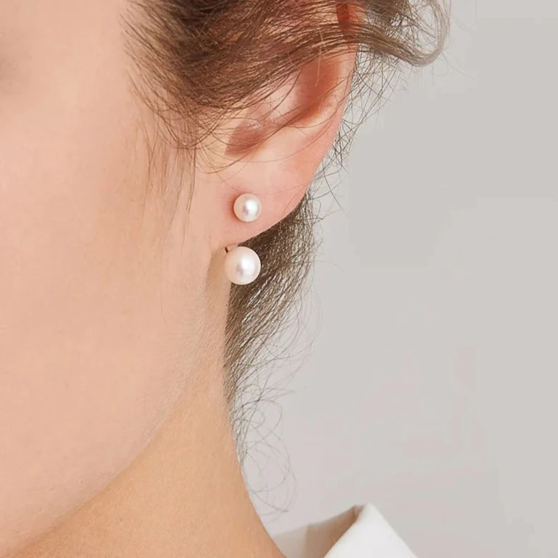 Double Imitation Pearl Earrings Creative Design Fashion Versatile  Earring Jewellery.