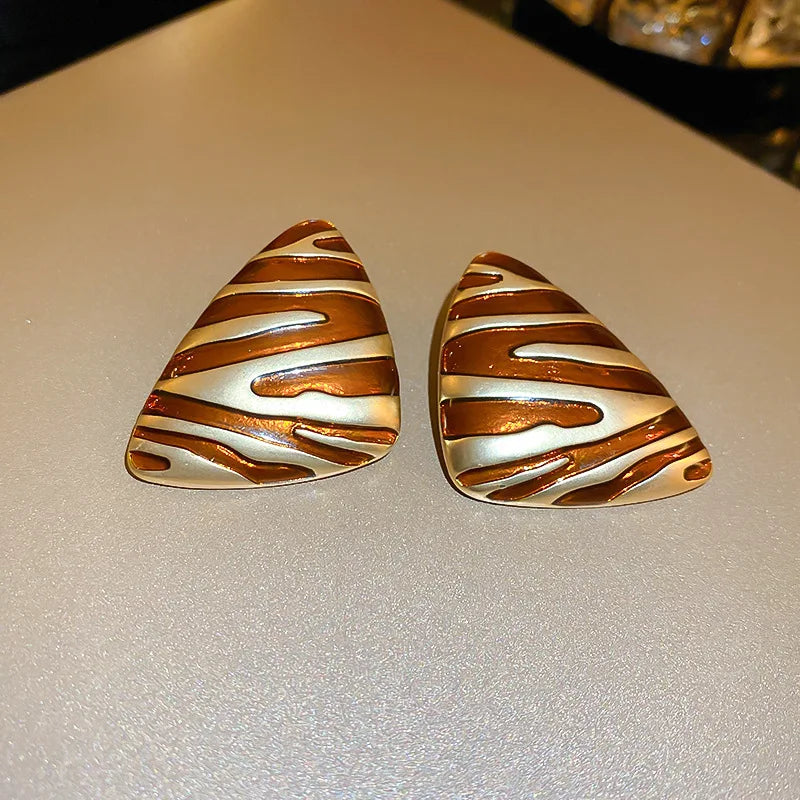 Trendy Enamel Color Metal Texture Small Hoop Earrings, Gold Plated Jewellery Gifts.